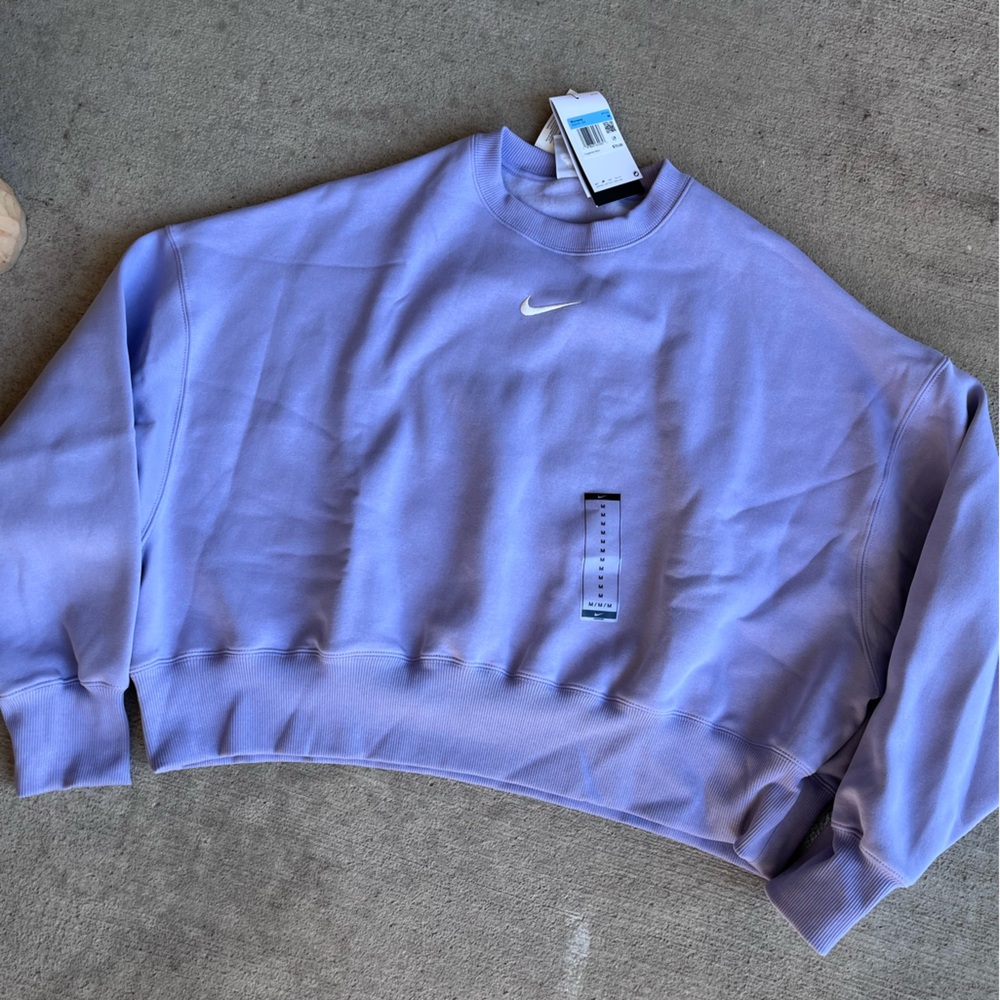 Nike phoenix fleece lilac purple oversized crew crewneck cropped sweatshirt top - Picture 4 of 5